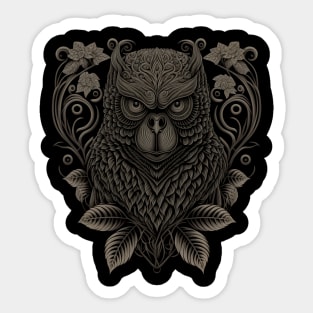 The owl is decorated with Javanese ornaments Sticker